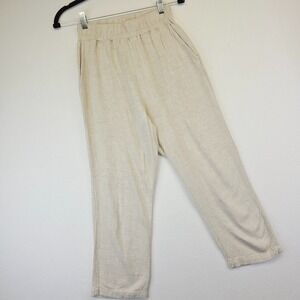 Hayes Linen Pants Womens XSP Petite Beige High Rise Pull On Resort Lagom Leisure
